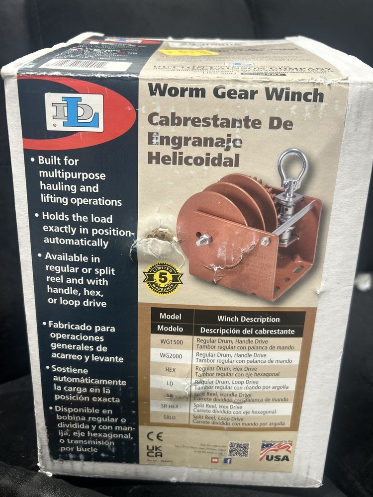 Dutton Lainson Worm Gear Winch WG2000 SPLIT REEL