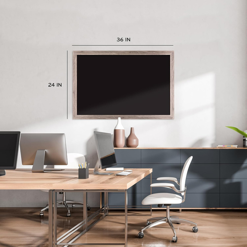 Rustic Magnetic Chalkboard 36"x24" with Premium Matte Surface Frame