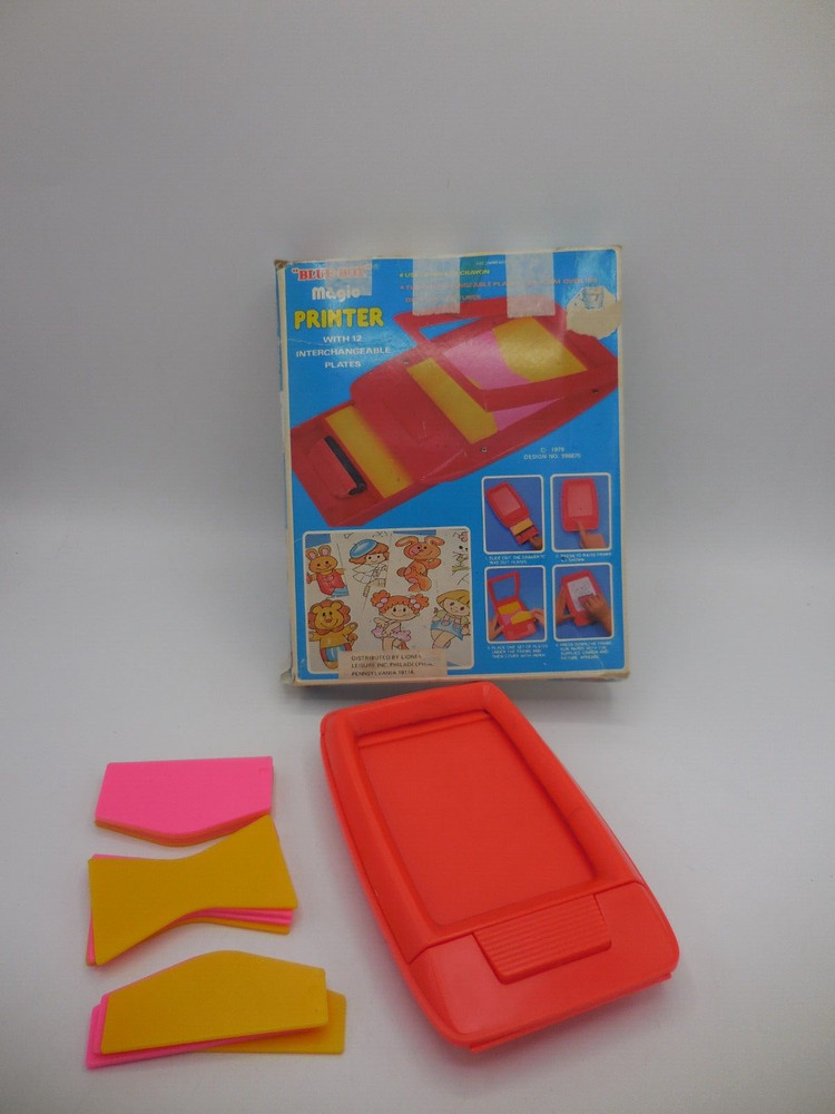 1979 Blue Box Magic Printer Interchangeable Plates Create Over 100 Pictures