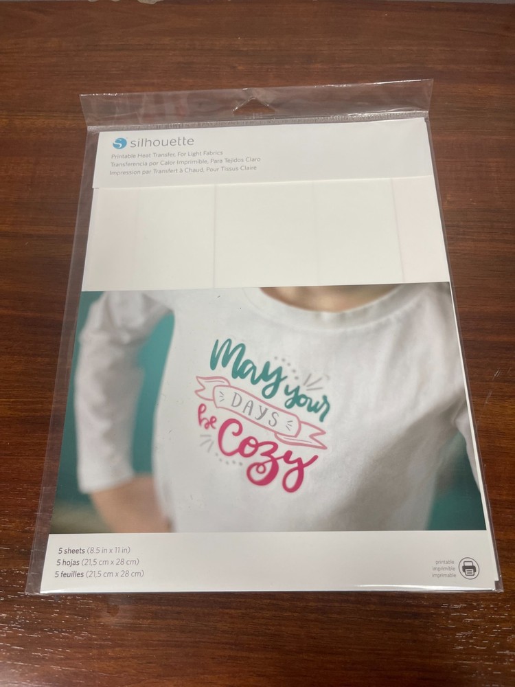 Silhouette Printable Heat Transfer for Light Fabrics 5 Sheets