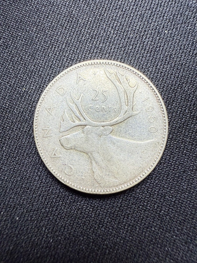 1950 Canada Silver 25 Cents Coin King George