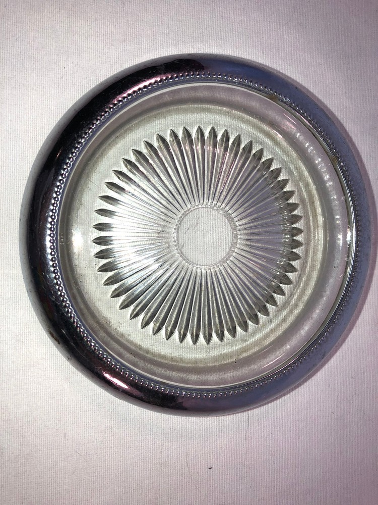 Crystal And Silver Large Coaster Mint
