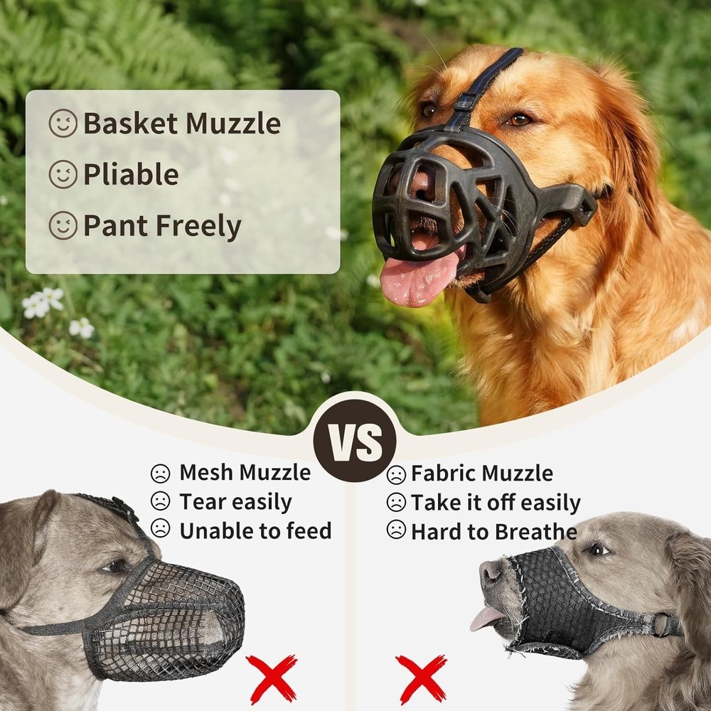 Adjustable Medium Dog Muzzle - Breathable Basket Design for Comfort and Training