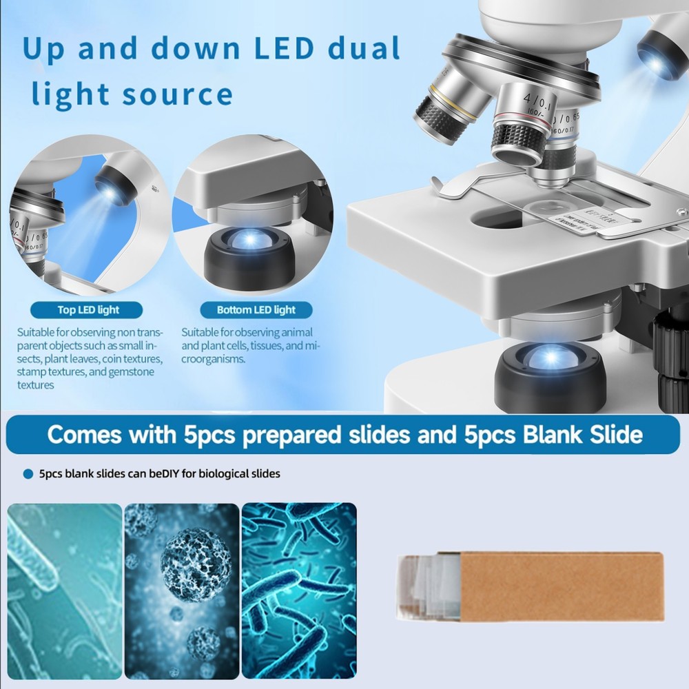 40X-2000X zoom binocular optical microscope, laboratory binocular biological mic