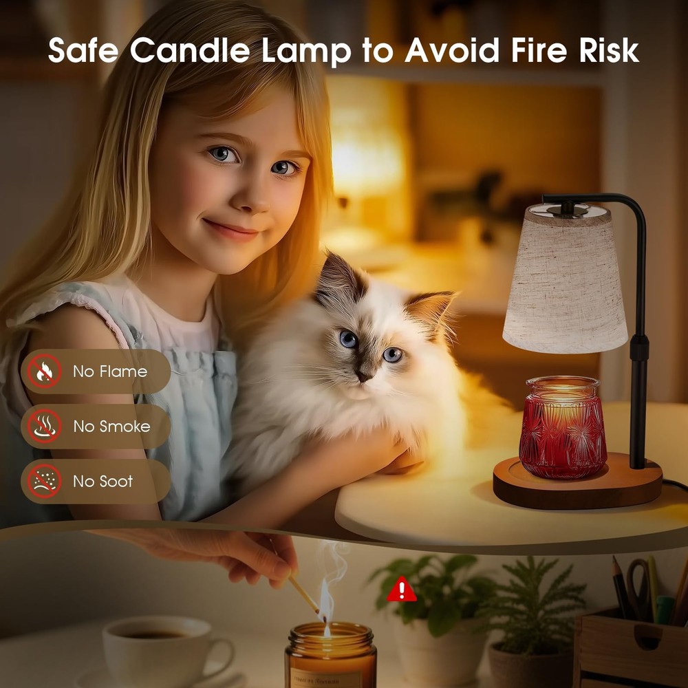 Candle Warmer Lamp with Timer Dimmable, Adjustable Height Candle Warmer Light...