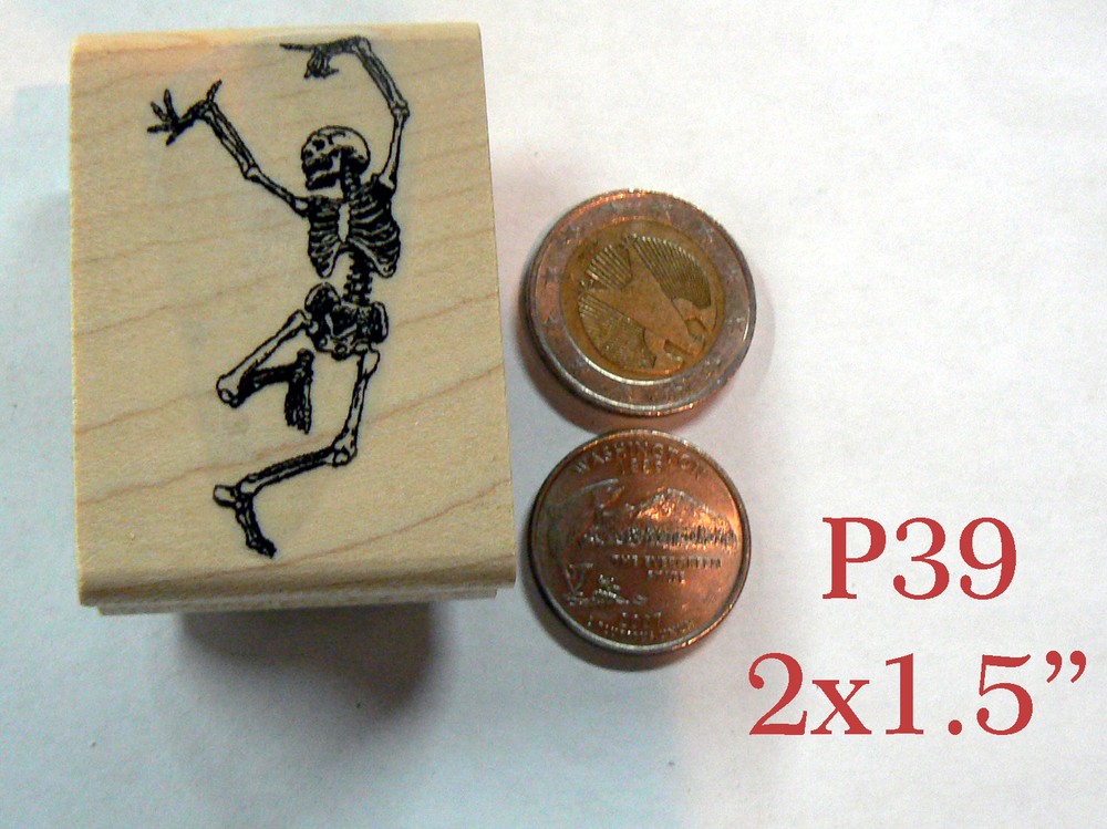 P39 Dancing skeleton rubber stamp