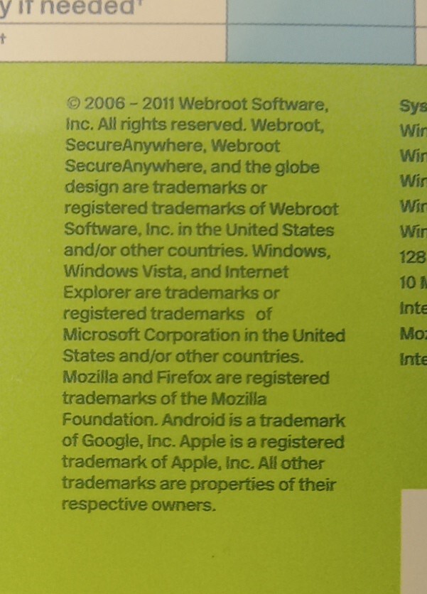 Webroot Secure Anywhere Antivirus (2006 - 2011) Webroot Software