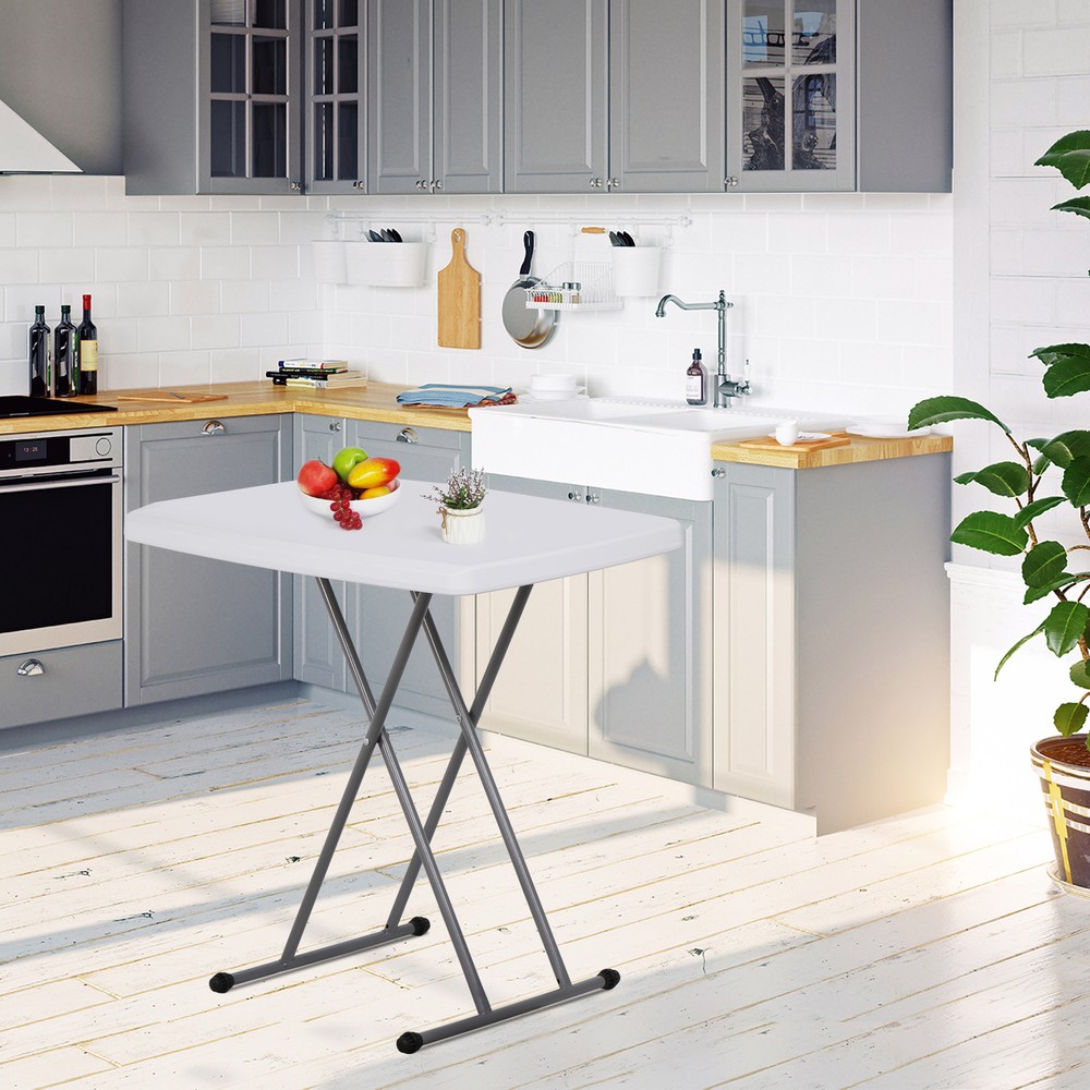 30" Adjustable Folding Laptop Table TV Tray White Table Writing Table Card Table