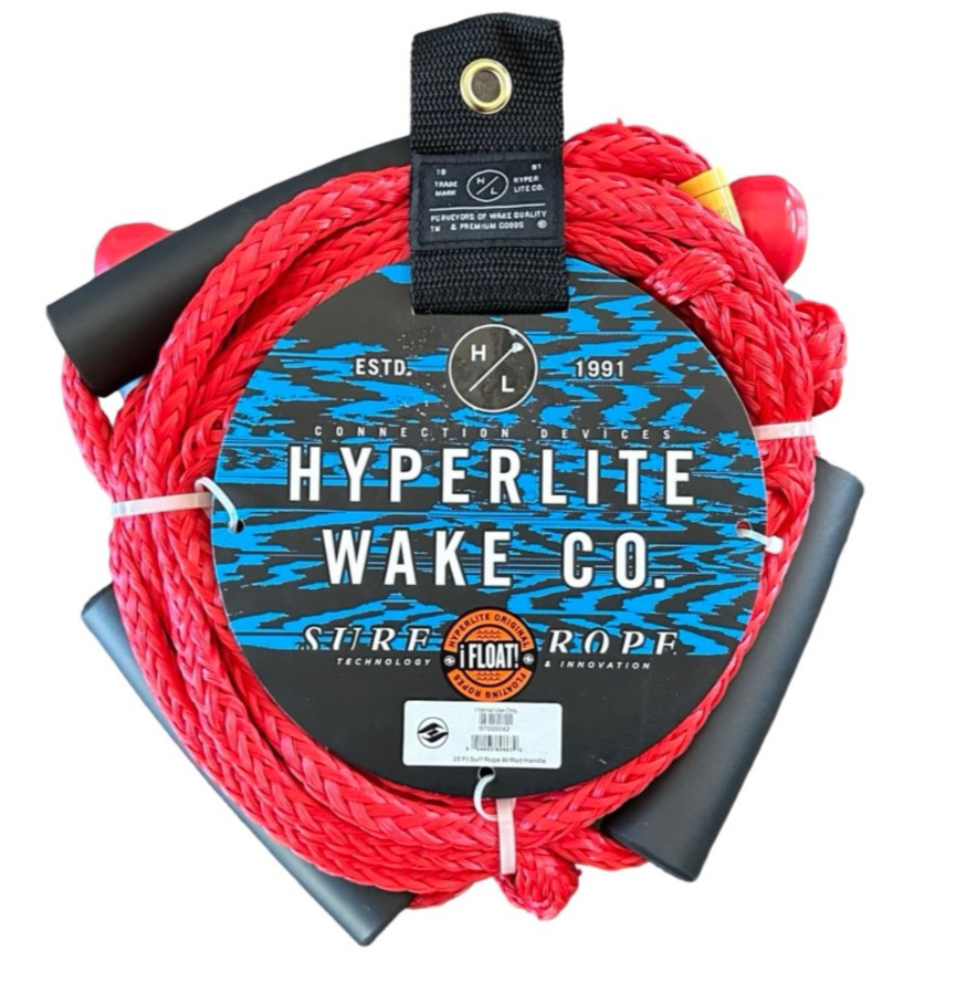 NEW Hyperlite Wake Surf Rope w/Handle Red Sz 25ft