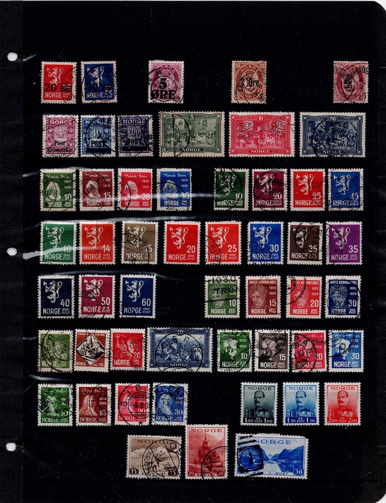 187 Different Stamps from Norway Mint Hinged and Used