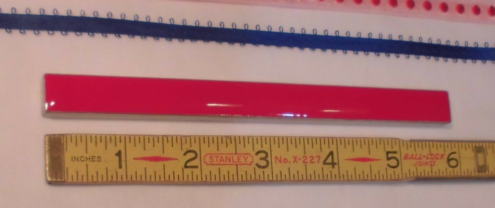 1 pc. *Glossy Ruby Red* Ceramic Tile; Pencil - Liner - Sizzle; 1/2" X 6" by A.O.