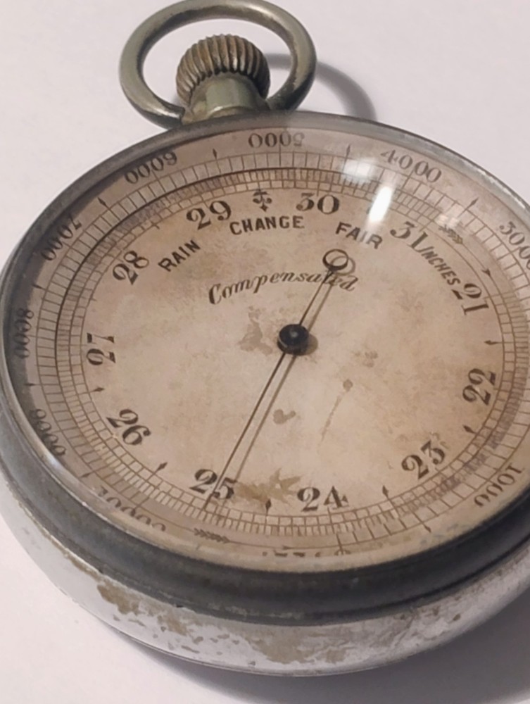 Pocketwatch Barometer Compensated Silver Tone