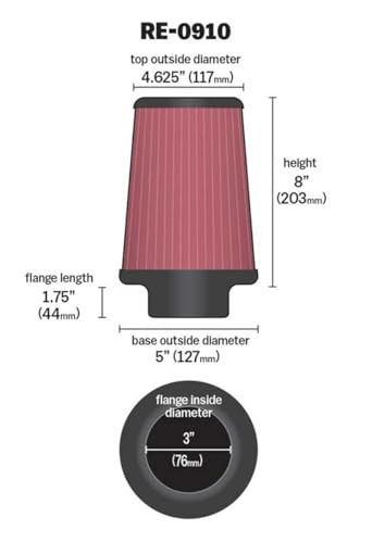 High-Flow Original Lifetime Universal Clamp-On Air Filter: High Performance,