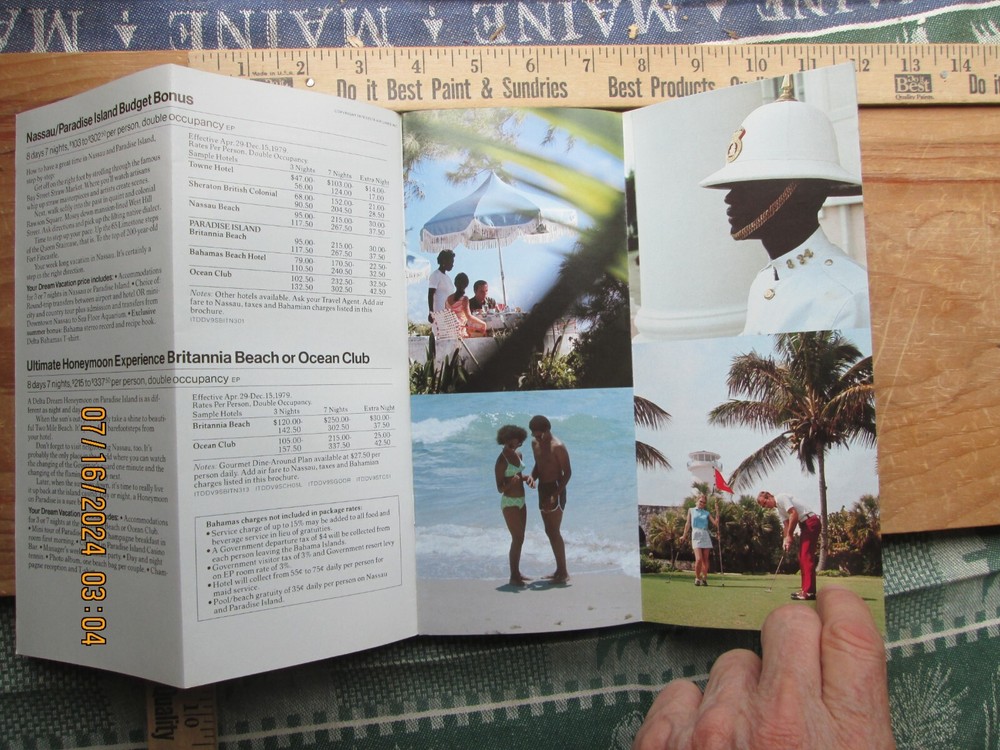 Delta dream vacations Bahamas 1979 brochure