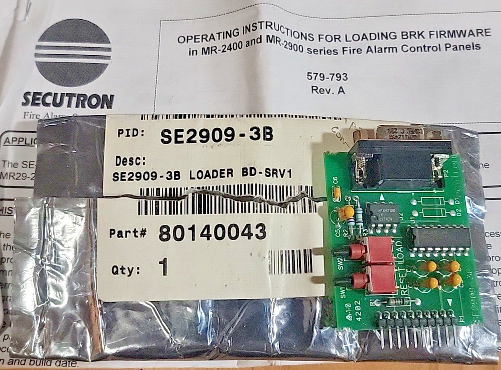 Secutron SE2909 3C Loader for Fire Alarm Systems MR-2400 & MR-2900 Panel Series