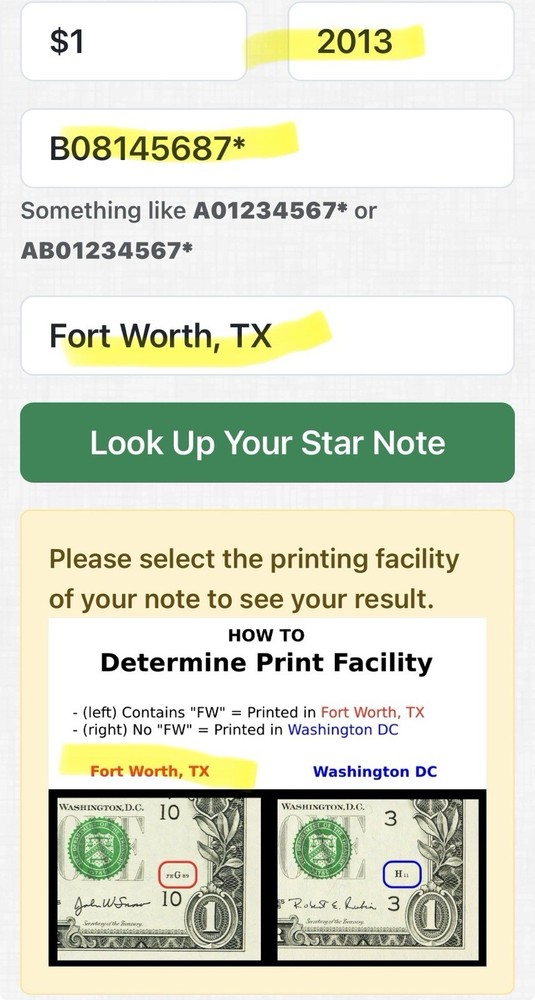 2013 B Duplicate Print ⭐️ STAR NOTE ERROR 🔥$1 Serial Number 🚀💵B08145687⭐️ FW