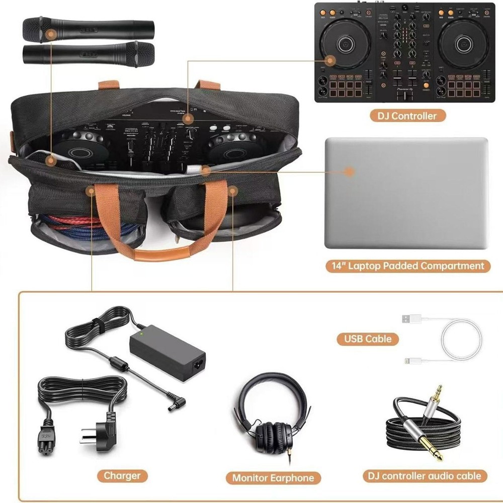 DJ Controller Protective Case Carry Bag for FLX4 Rev1 SB3 400 Models Compact