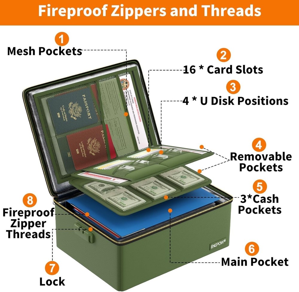 Versatile Fireproof Document Box with Thermal Insulation - For Home & Office Use