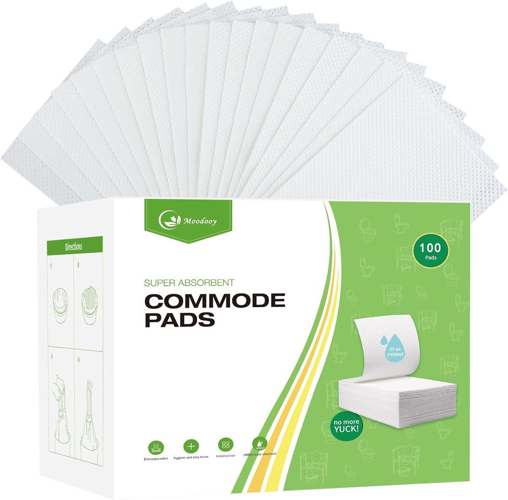Super Absorbent Bedpan Liners, Medical Grade 100 Count, Bedside Commode Pads, Ab