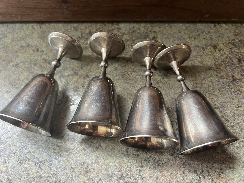 Vintage Silver Plate Mini Goblets Set Of 4.