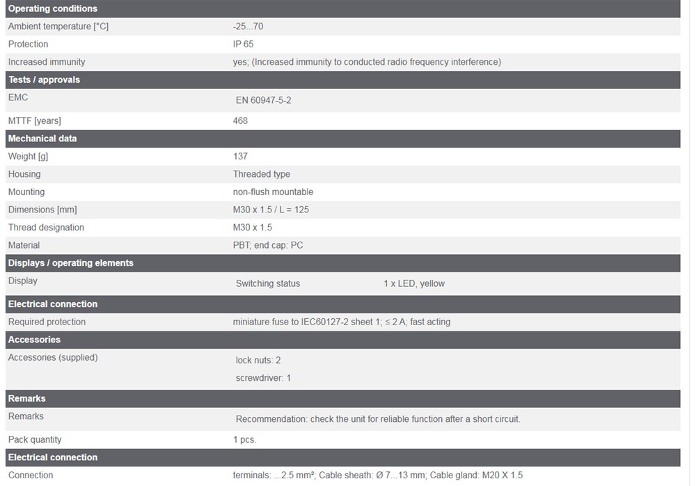 IFM KI0024 High Temperature Proximity Switch Capacitive Sensor New