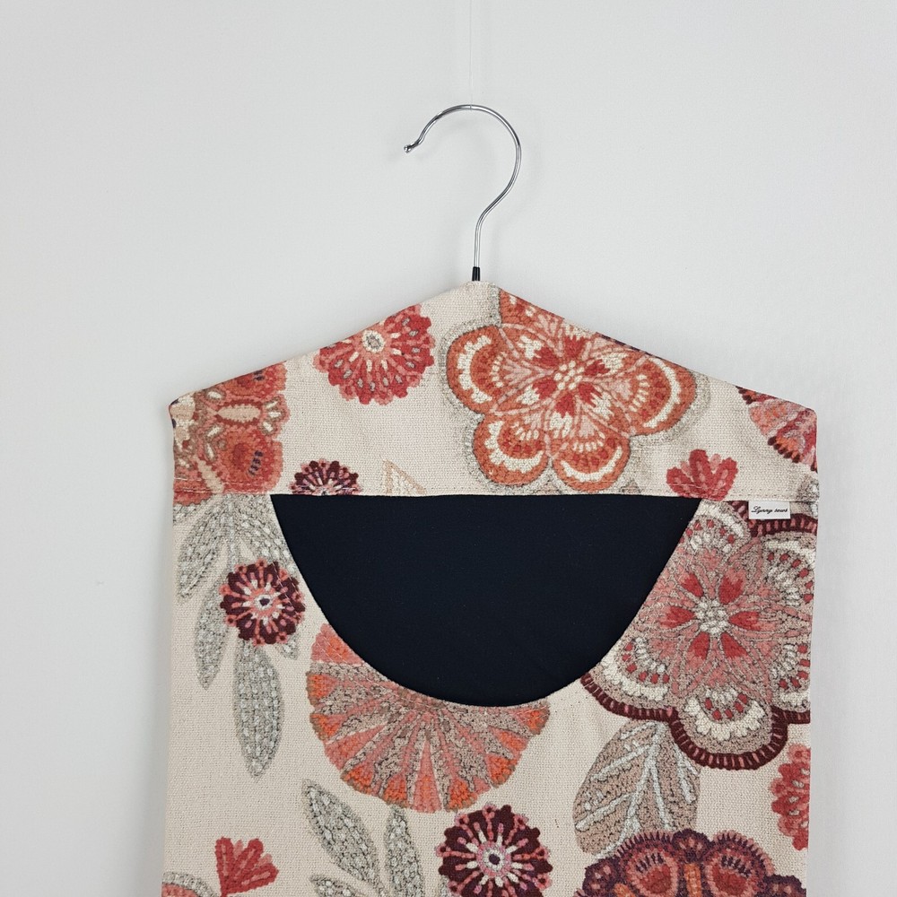 Peg Bag Handmade Cream Raspberry Flowers Lined Laundry Clothes Peg Holder