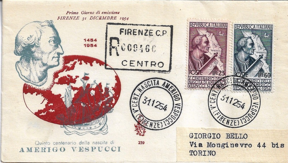fdc veneto: Vespucci (1954) recommended for Turin