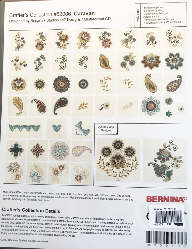 Bernina / OESD 47 Multi-Format Embroidery Caravan design Collection/CD