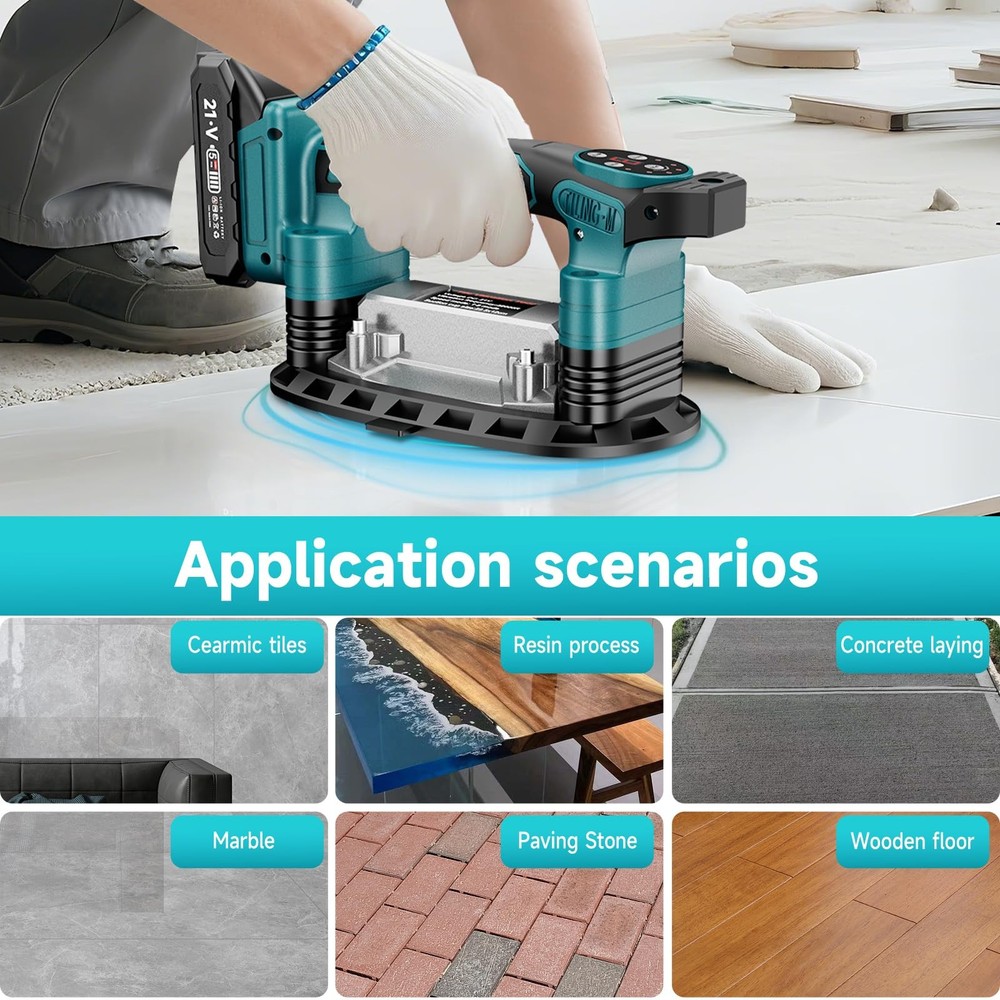 Cordless Tile Vibration Tool, Tile Vibration Leveling Machine with 2 × 1500ma...