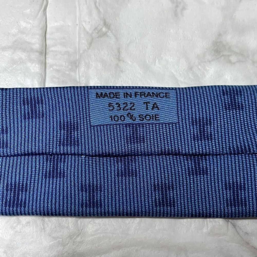 HERMES Tie H Pattern Silk Blue