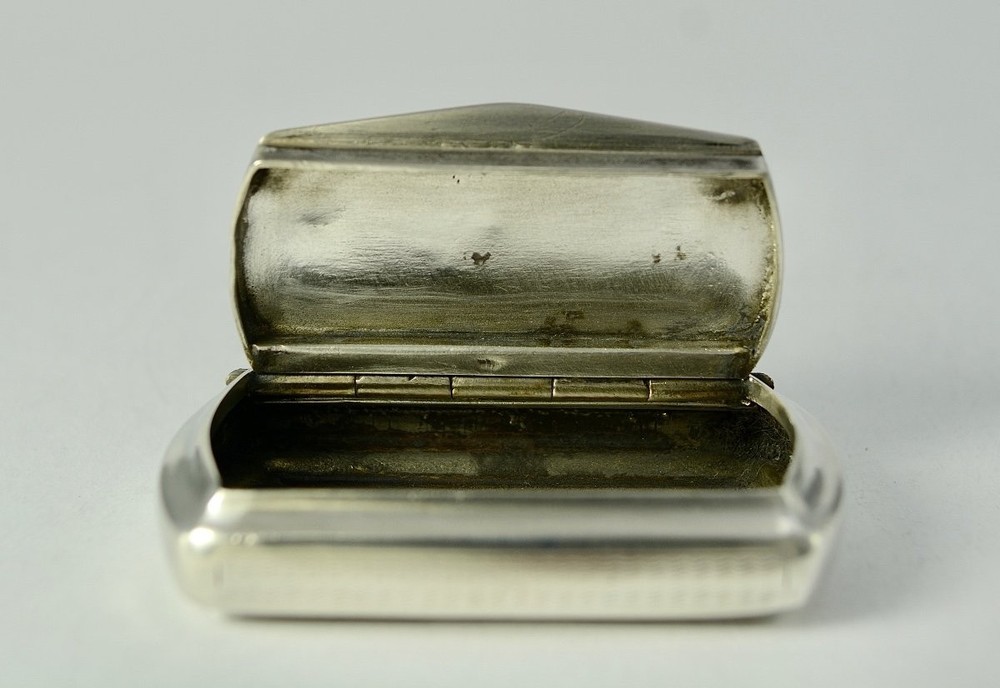 Antique Rectangular Sterling Silver Snuffbox Guilloche Hallmarks France 19th