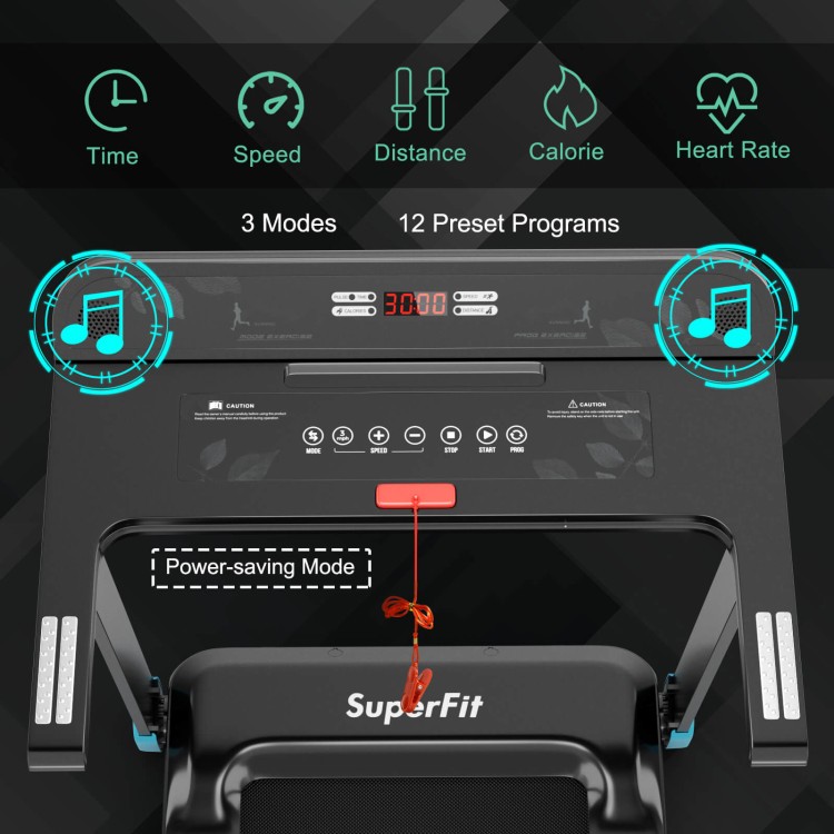 Folding Compact Treadmill – App Control, Bluetooth Speaker, 12 Preset Programs