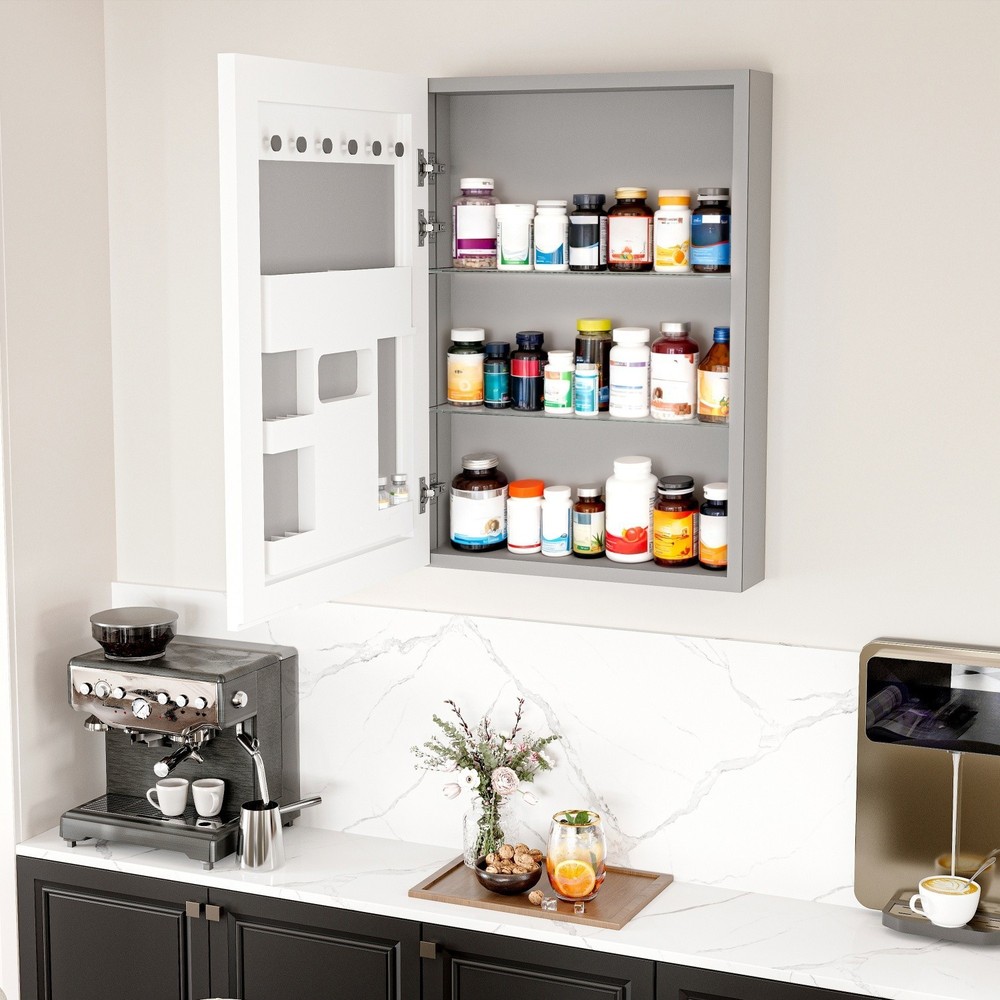 Bathroom Mirror Cabinet Ample Vanity with Adjustable Shelves Left Open 20"x28"