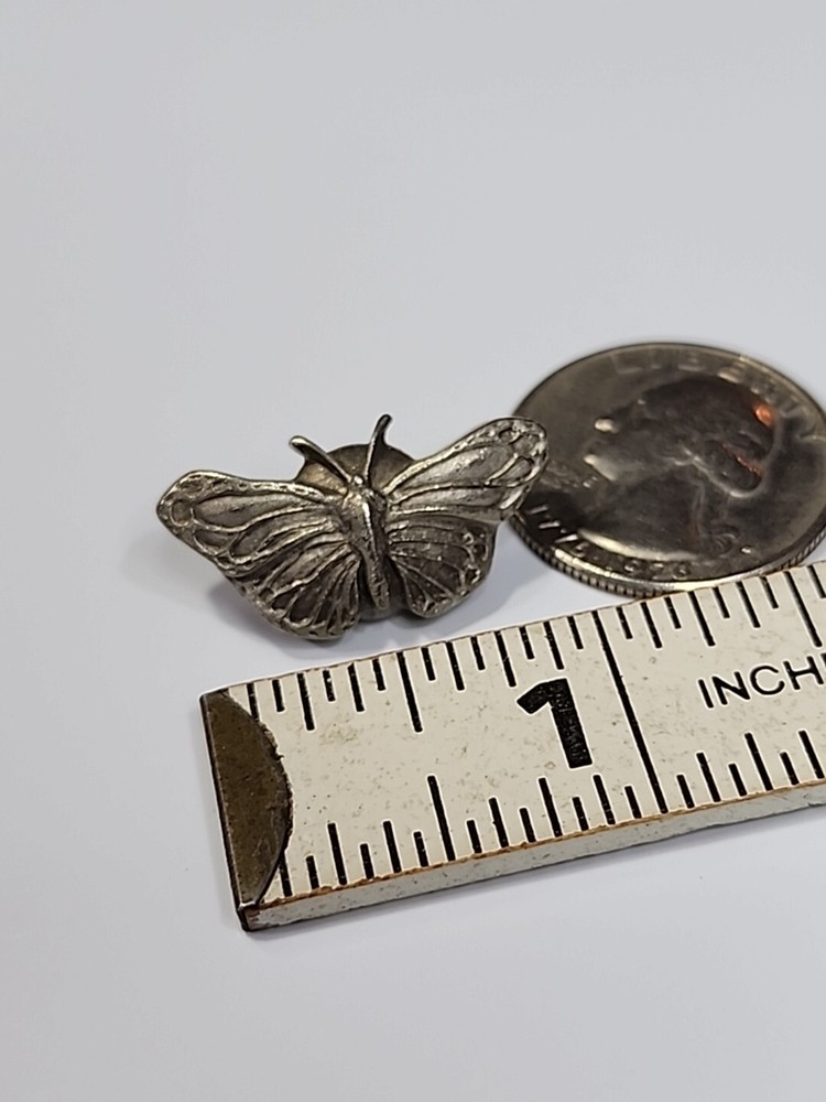 Butterfly Lapel Pin Silver Color Metal *