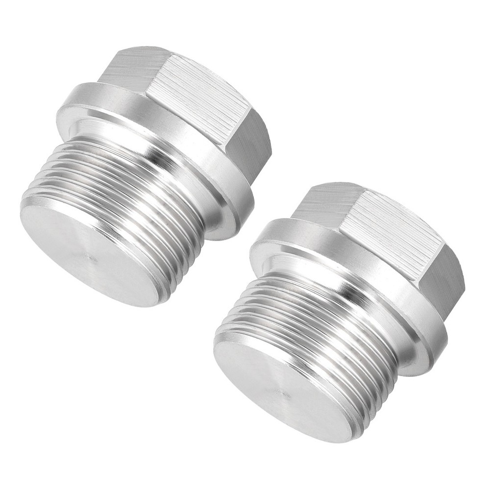 M24 x 1.5 Male Outer Hex Head Plug 304 Stainless Steel Solid Thread 2Pcs