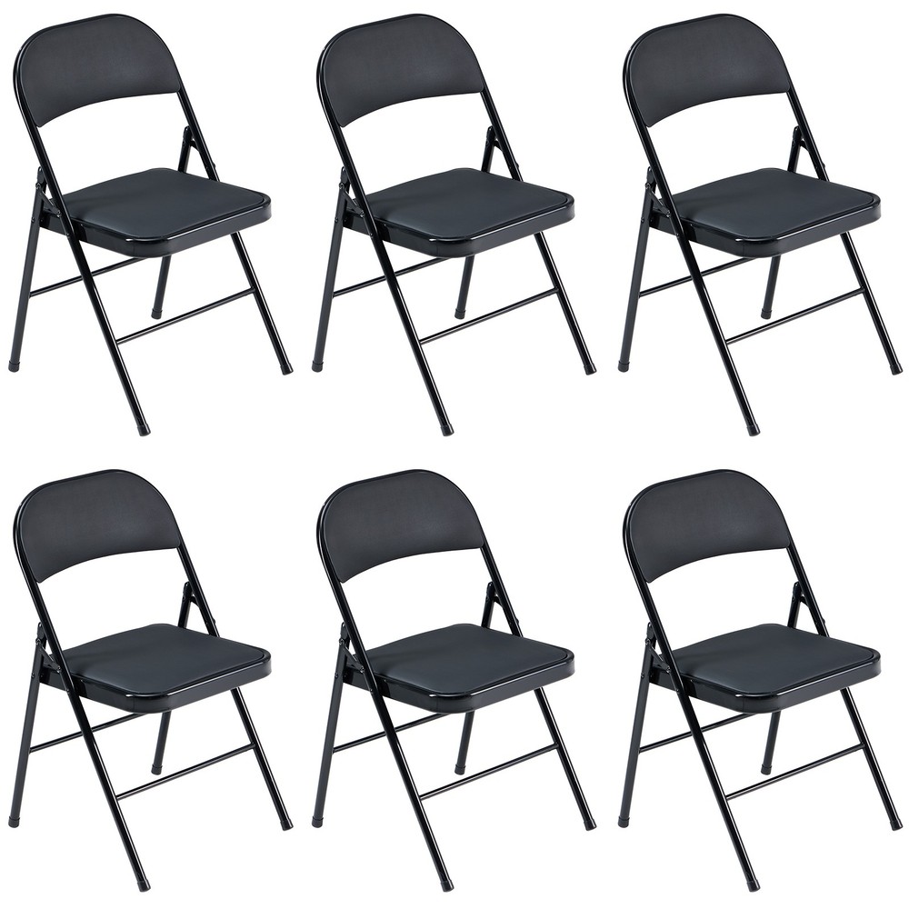 6pcs Elegant Foldable Iron & PVC Chairs for Convention & Exhibition Black