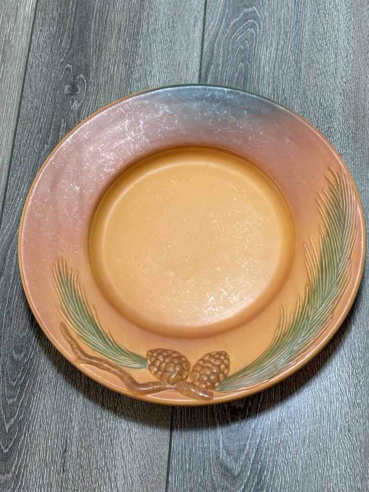 Cracker Barrel Vintage Dinner Plate Fall Winter Thanksgiving Orange Pinecone