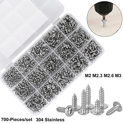 700 Pcs Assorted M2 M3 Phillips Self Tapping Screws