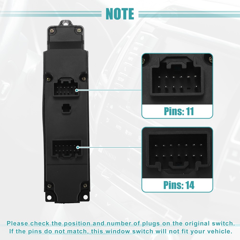 Pack (1) Front Left Driver Side Master Power Window Switch for Mazda 2 2011-2014