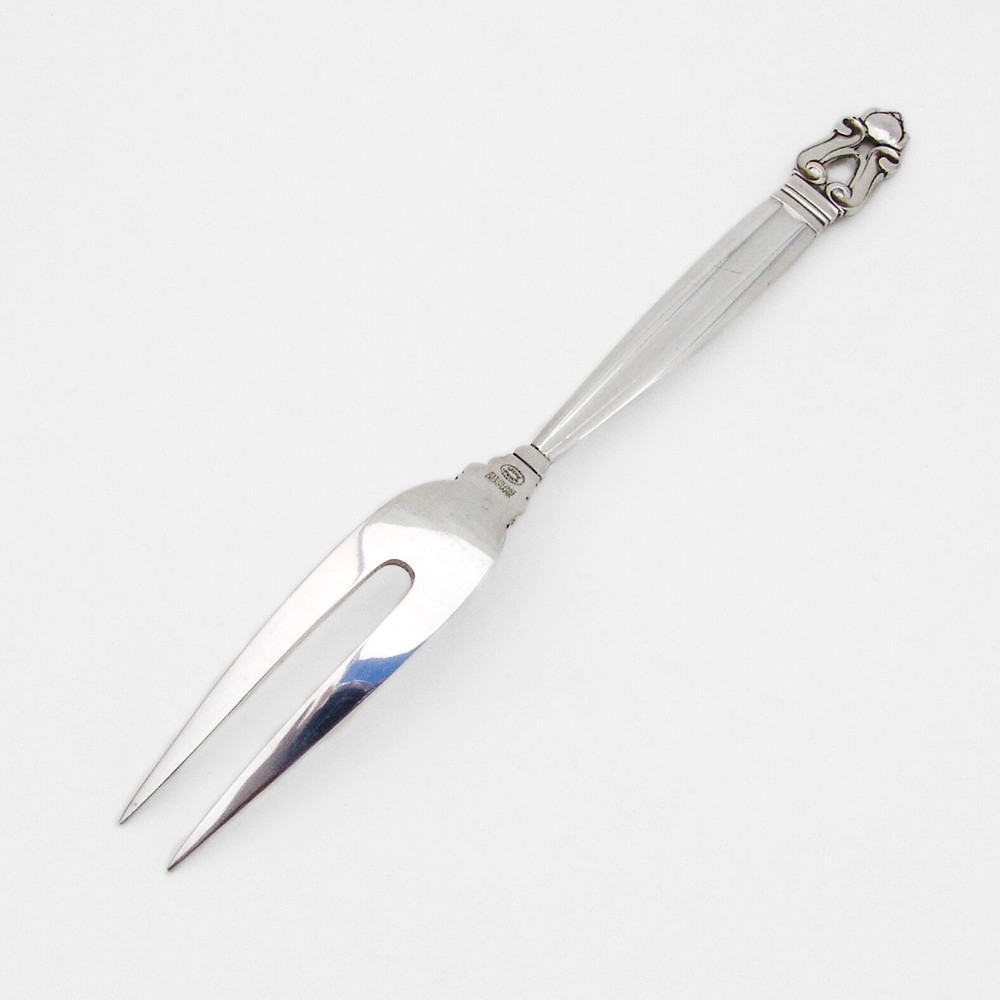 Acorn Cold Cut Serving Fork Georg Jensen Sterling Silver