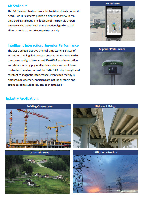 SMA60AR & SMA20Pro Base RTKGNSS OLEDScreen Display Photogrammetry VisualStakeout