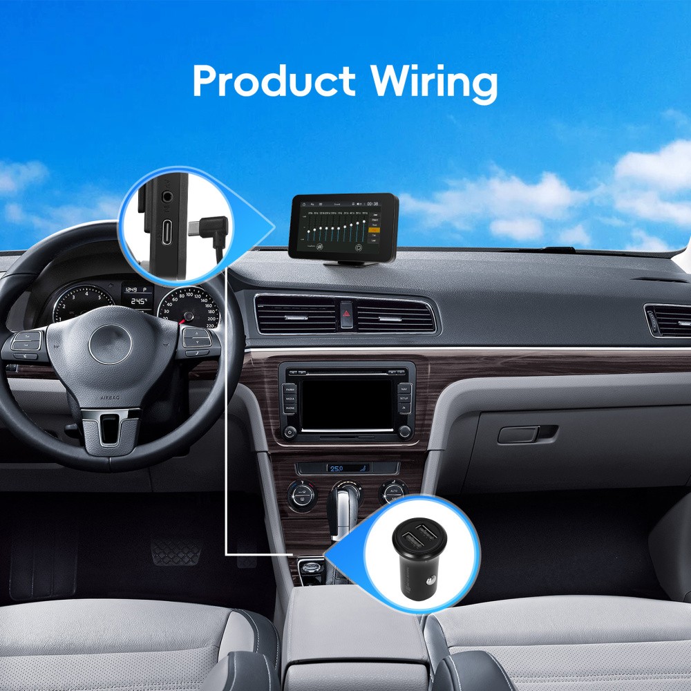 4.7" Touch Screen BT Wireless Apple Carplay Android Auto Car Stereo Portable