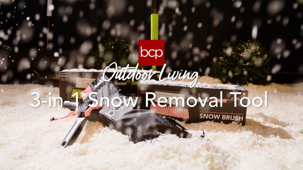 Extendable Snow Brush with Squeegee & Ice Scraper, 39" Foam Grip, 270° Pivoting