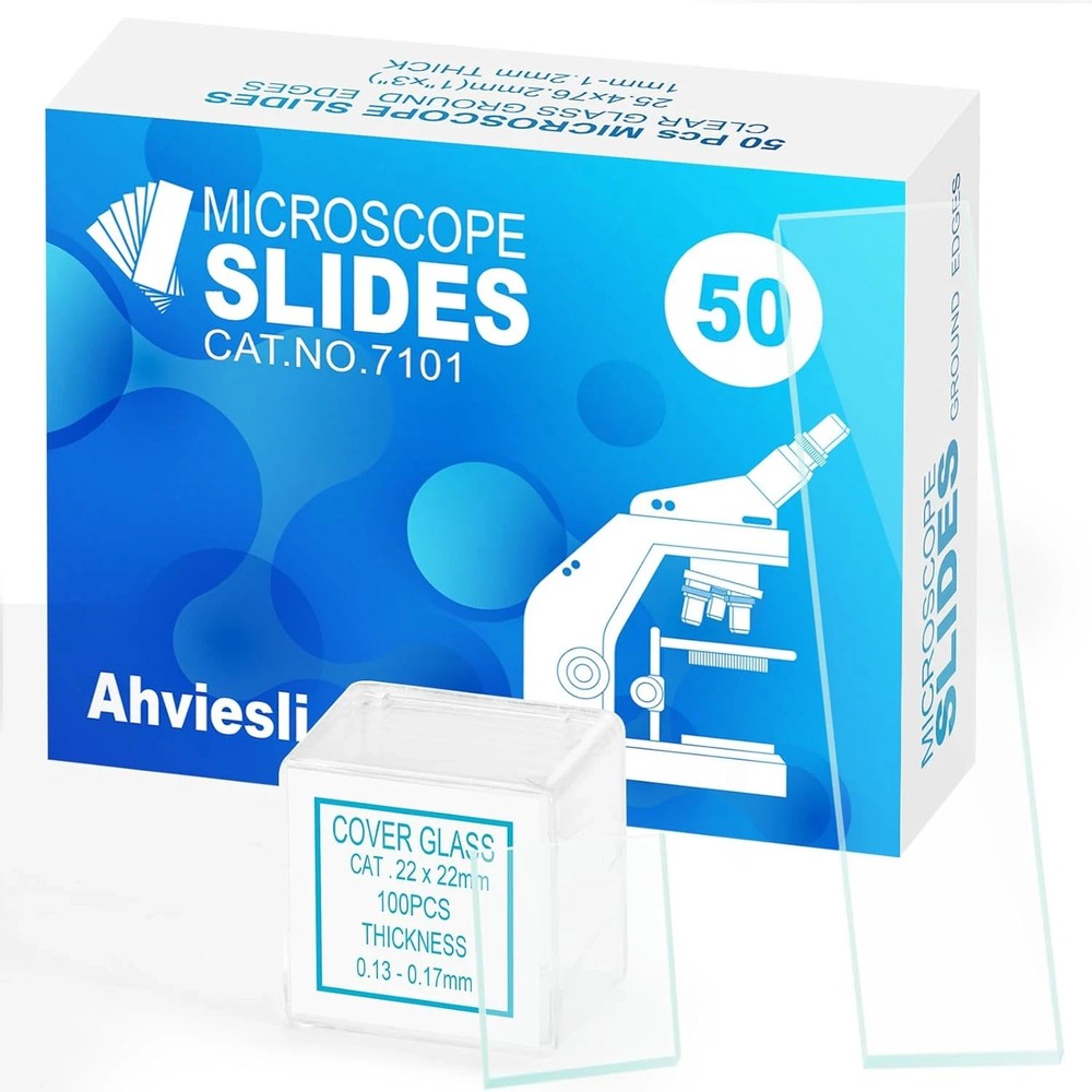 Microscope Slides and Covers Kit – 50 Blank Pre-Cleaned Glass Slides for Microsc