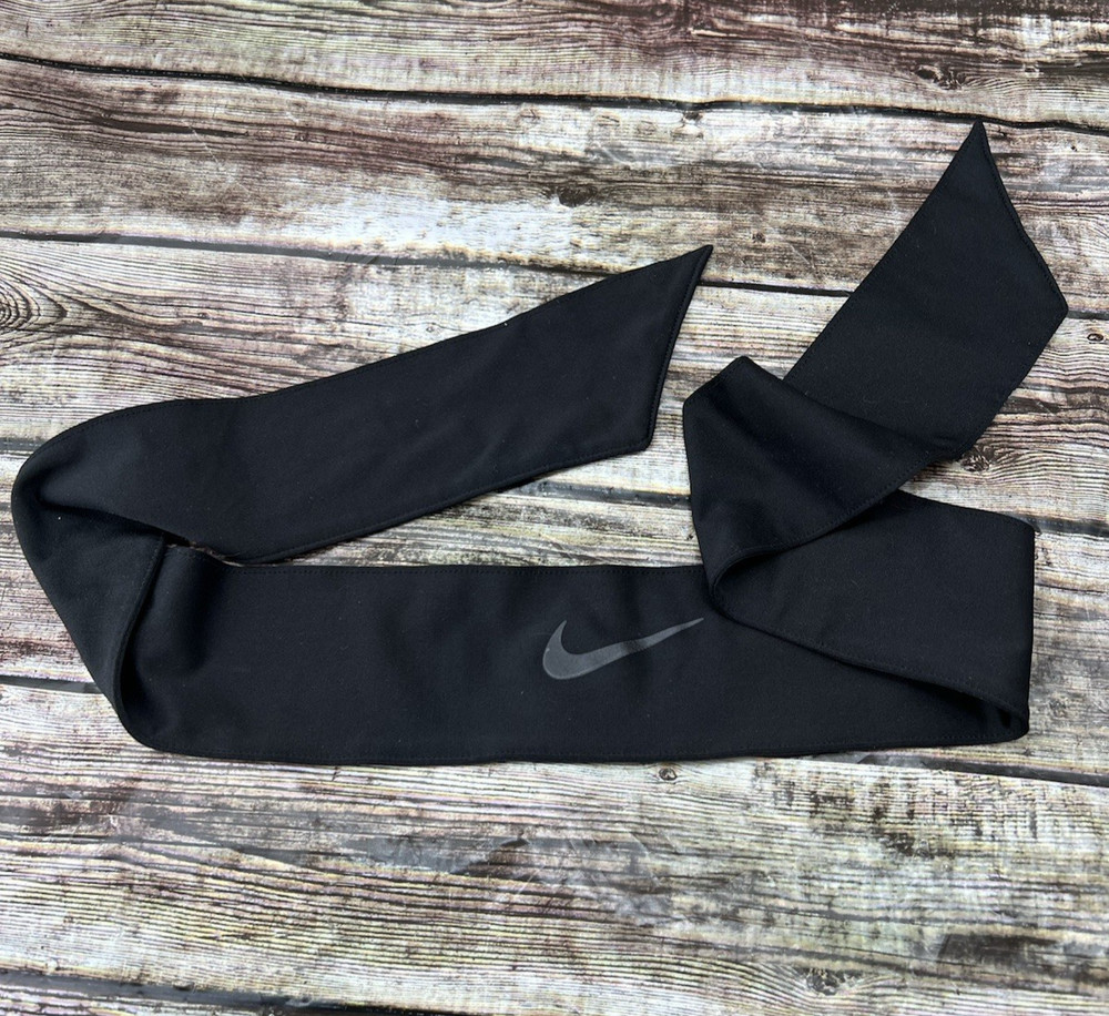 Nike DRI-FIT Head Tie Black Headband One Size in EUC