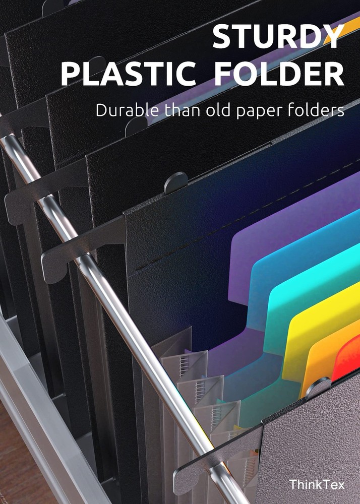 ThinkTex Plastic Expanding Hanging File Folders, 7 Innovative Letter, 1 Pack