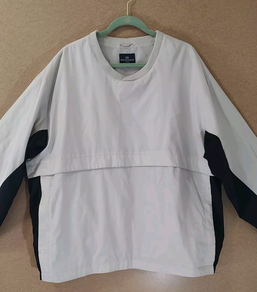 Nylon Golf Pullover Wind Breaker Tan & Black Dockers Size XXL