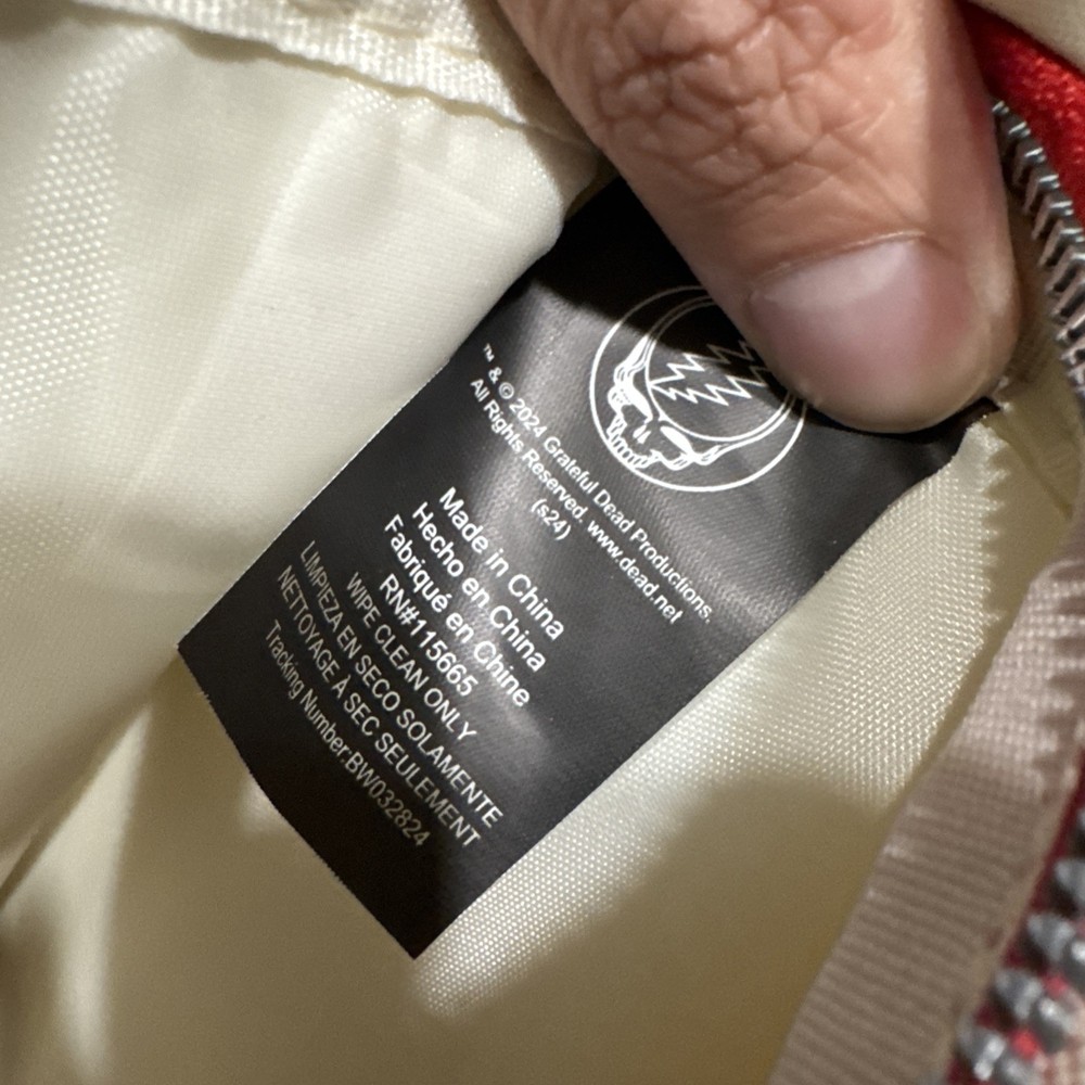 Grateful Dead Backpack White/Red Straps Dancing Bears Pattern & Logo