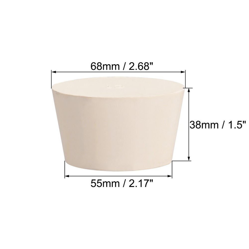 White Tapered Shaped Solid Rubber Stopper for Lab Tube Stopper Size 13
