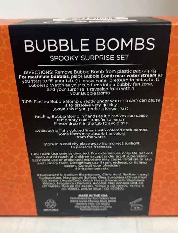 Two Sisters Spa Bubble Bath Bombs Spooky Surprise One Box, 6 Bath Bombs